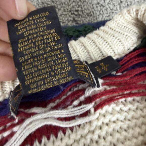 Vintage Eddie Bauer Sweater Mens Medium Multicolor Southwest Knit Cotton USA 90s - Picture 9 of 10